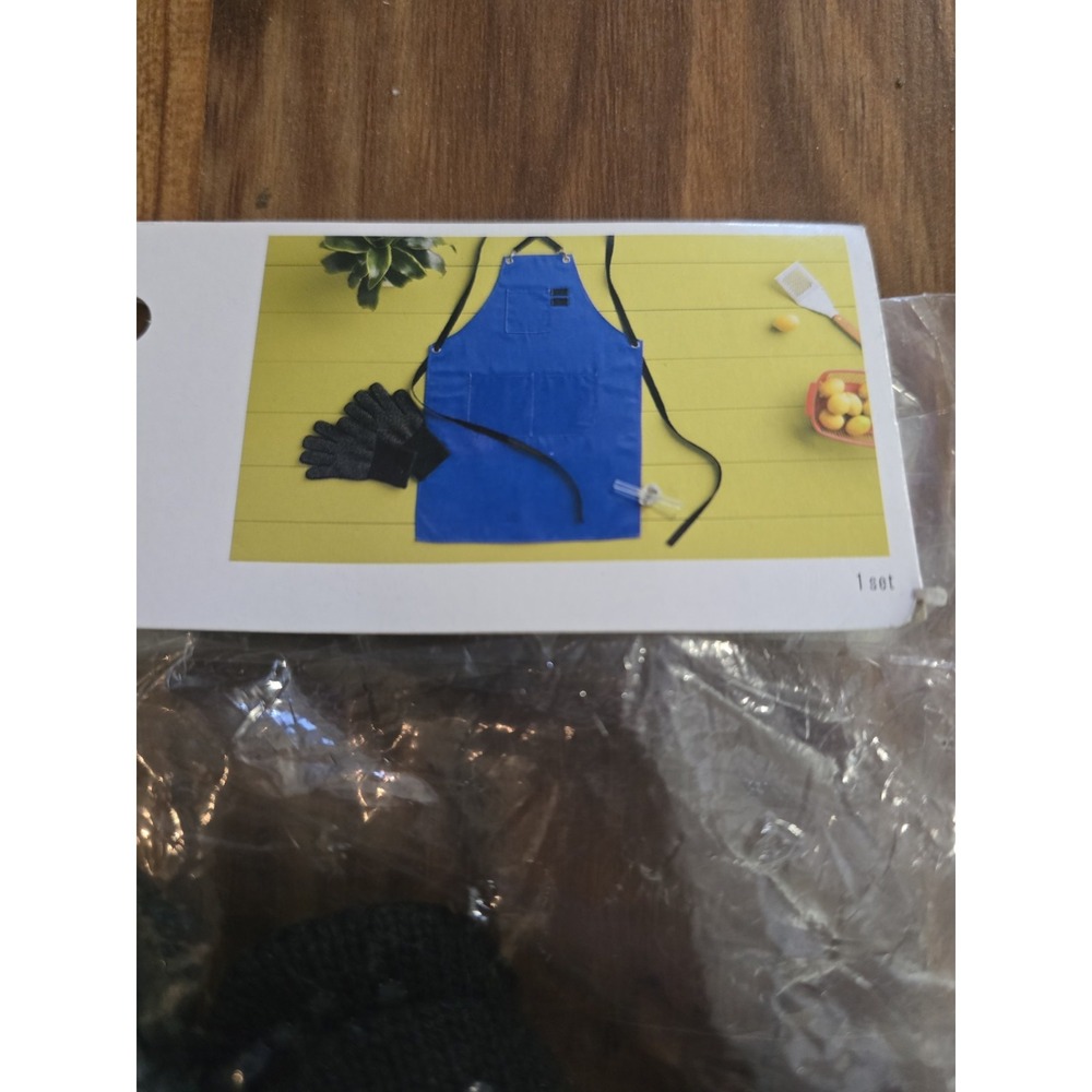 Grilling Mitts Apron Set Room Essentials 3 Pieces Blue Black  Bbq Summer S17